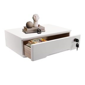 Wooden Desk Organizer ,Desktop Storage Box with Lockable Drawer, Office Supplies Drawer Organizer