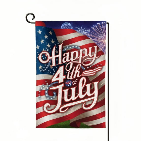 Shangniulu 4th of July Patriotic Garden Flag Independence Day Garden Flags Decorative Double Sided Flag for Anniversary Decor White