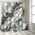 thumbnail image 1 of Shangniulu Abstract Minimalism White and Gold Ink Art Marble Shower Curtain for Bathroom Modern High Definition Printing Waterproof Shower Curtain with Hooks Bathroom Decor, 1 of 6
