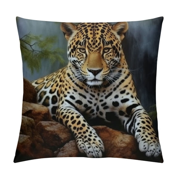 Shangniulu African Animal Safari Leopard Wildlife Pillow Cover ,Decorative Couch Pillow Cover for Sofa,Short Plush Cushion Case Indoor Outdoor Home Decoration