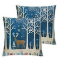 thumbnail image 1 of Shangniulu Blue Christmas Pillow Covers Set of 2 Farmhouse Christmas Decorations Believe Snow ALL is Calm All is Bright Deer Merry Tree Winter Holiday Decor Throw Cushion Case for Home Couch White, 1 of 7