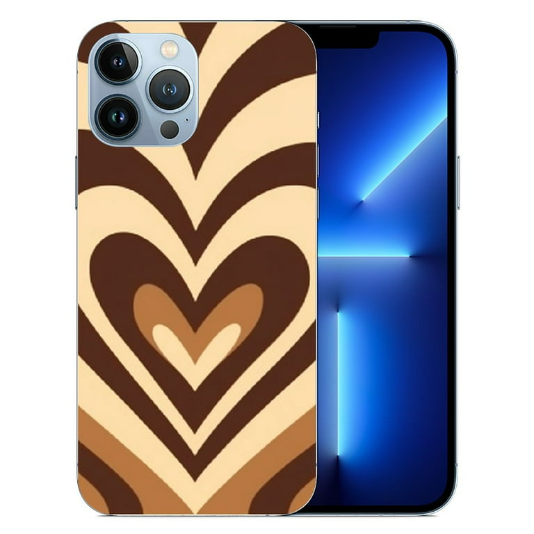 Shangniulu Brown Heart Case Cute Love Heart Coffee Latte Print