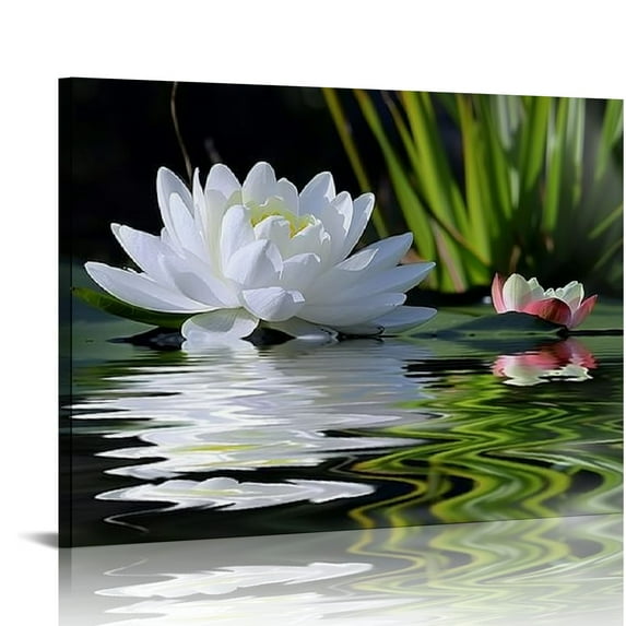 Shangniulu Canvas Prints Zen Wall Art Lotus Flower Prints Pictures for Bathroom Decor Spiritual Meditation Poster Artwork for Spa Decor Framed Read to Hang