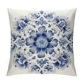 thumbnail image 1 of Shangniulu  Canvas Throw Pillow Cover Case for Couch Sofa Home Decor Floral Compass Leaves Medallion 20 X 20 Inches Navy Blue, 1 of 5