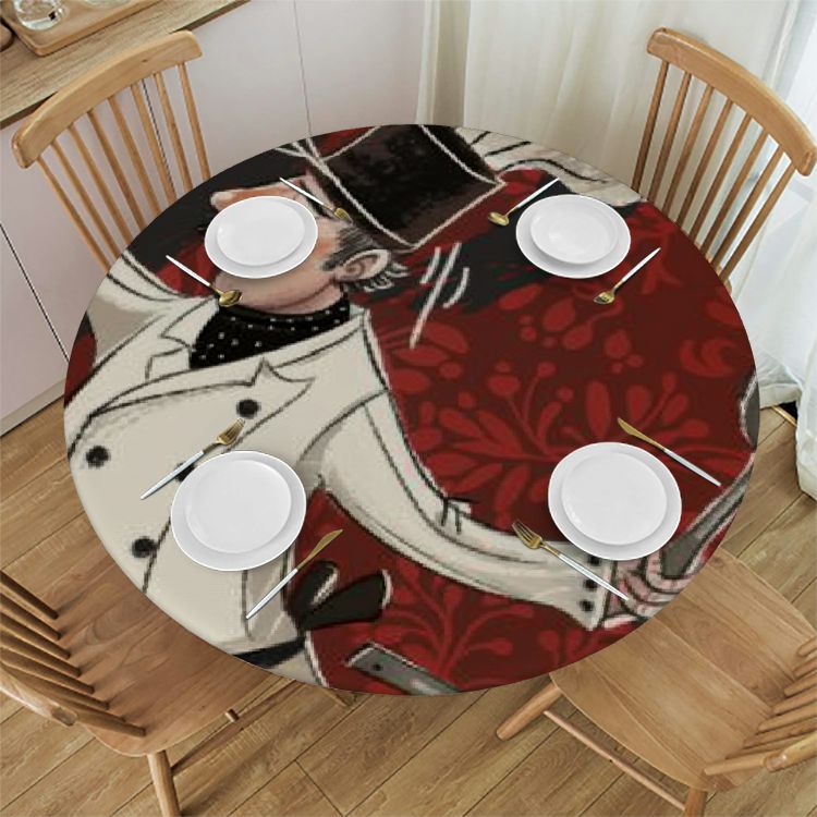 Shangniulu Cartoon Theme Chef Lines Art Character Round Fitted Table