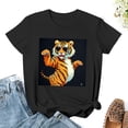 thumbnail image 1 of Shangniulu Classic round neck women's T-shirt, tiger wearing sunglasses, summer personalized fashion T-shirt with soft fabric, good elasticity, lightweight and breathable, 1 of 4