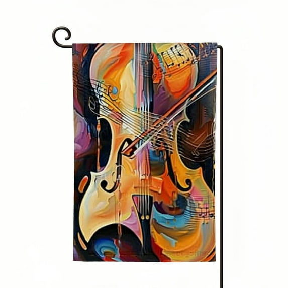 Shangniulu Colorful Human and Musical Shapes Inner Melody Series Decorative Garden Flag Seasonal Banner Two-sided Welcome Home Front Yard Party Indoor Outdoor Flag White