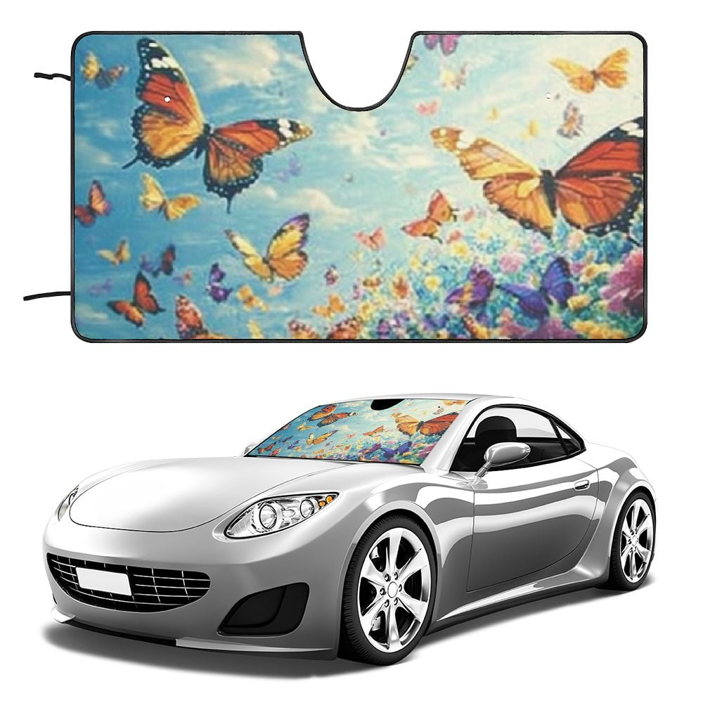 Lavender Floral Print Pattern Car Sun Shade