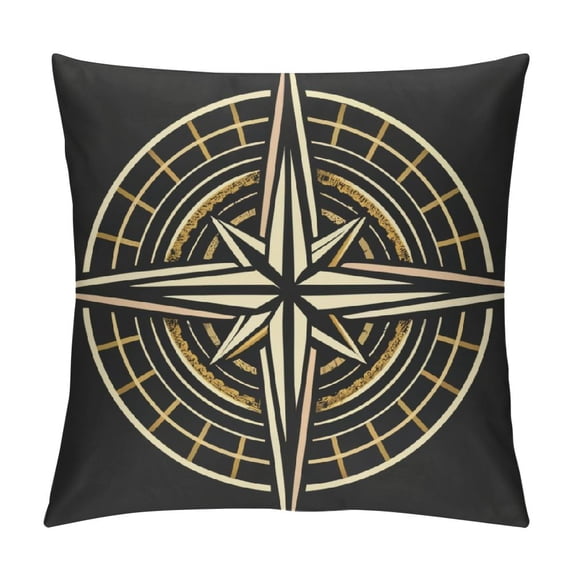 Shangniulu Compass Rose Farmhouse Pillow Cover Home Decor Short Plush Throw Pillow Case Cushion Cover for Sofa Couch