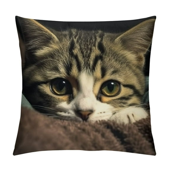 Shangniulu Cute Cat Throw Pillow Covers 18"x18" Soft Kawaii Kitten Design Pillow Cases Cushion Covers For Living Room Bedroom Farm 3D Animal Printed Decorative Throw Pillowcases for Sofa Couch Chair