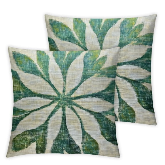 Shangniulu Dark Teal Dahlia Pillow Covers Set of 2 Summer Geometric Rust Flower Outdoor Decorative Throw Pillows Farmhouse Turquoise Pillow Case Square Cushion Cover