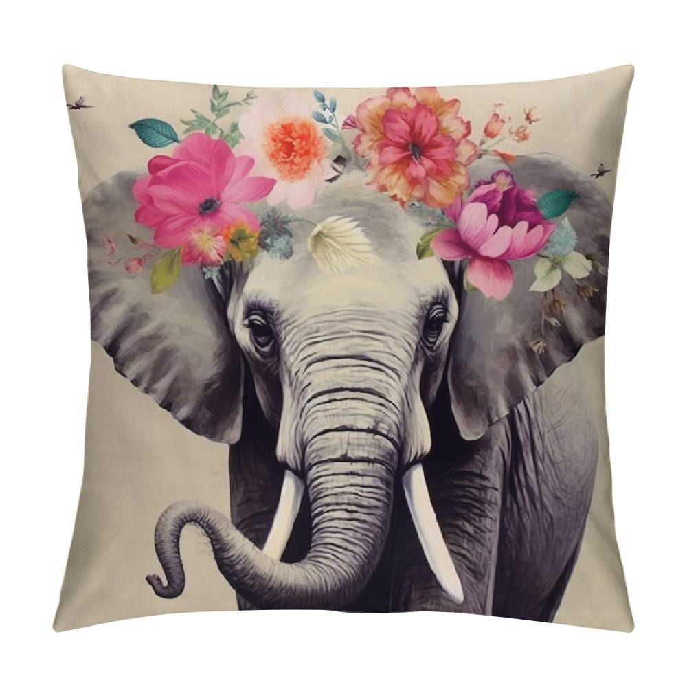 Shangniulu Elephant Pillow Covers Short Plush Funny Elephant Head ...