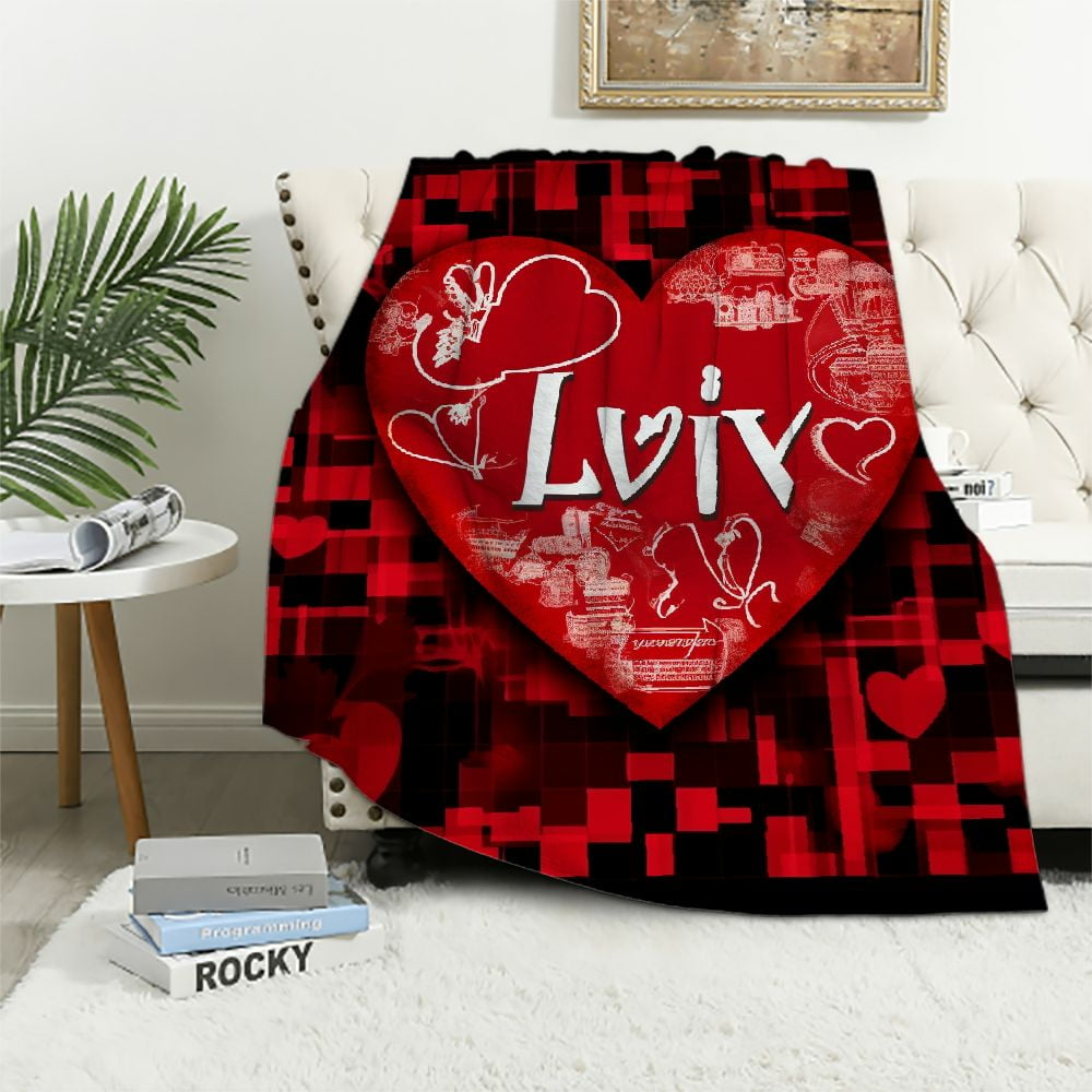Shangniulu Happy Valentines Day Decorative Throw Blanket Wedding