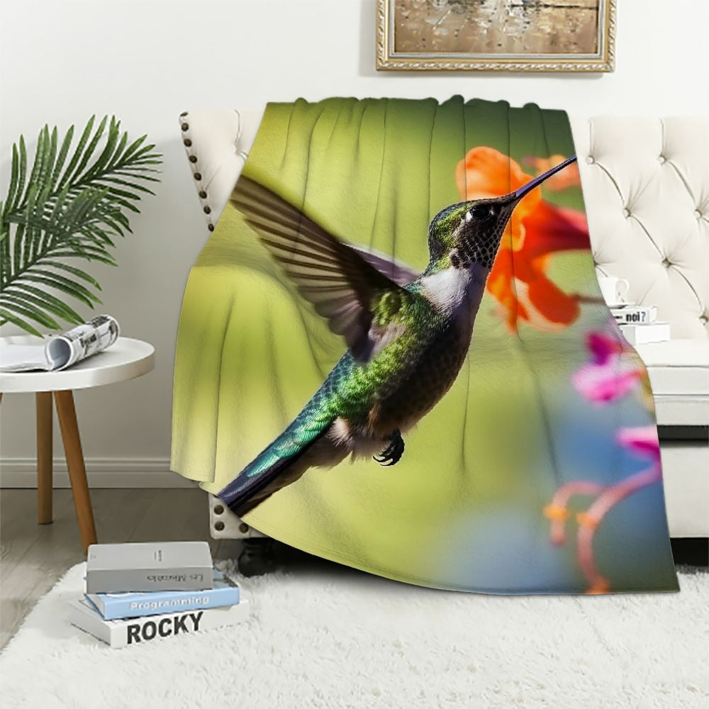 Shangniulu Hummingbird Floral Blanket Gifts for Women Kids Girls Mom ...