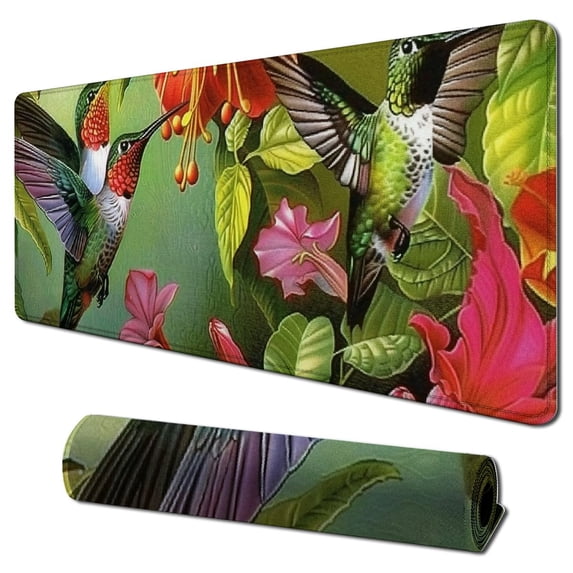 Shangniulu Hummingbird Flowers Mouse Pad Personalized Design Non-Slip Rubber Mousepad 31.5x11.8 in