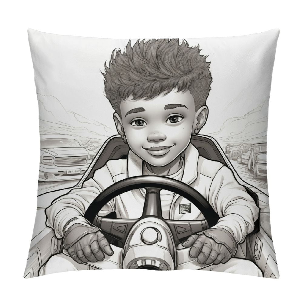 Shangniulu Little boy racing driver square pillowcase with hidden