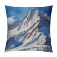thumbnail image 1 of Shangniulu Mountain Throw Pillow Cushion Cover, Mountain Landscape Ski Slope Winter Seasonal Sport Telfer and Snowboarding Image, Decorative Square Accent Pillow Case, 18" X 18", 1 of 5