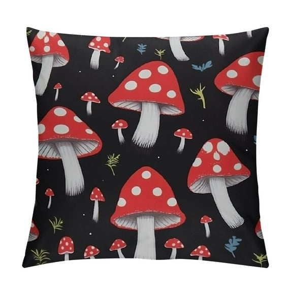 Shangniulu Mushroom Throw Pillow Covers 18"x18" Soft Cute Mushroom Decor Pillow Cases Cushion Covers for Living Room Bedroom Kawaii Fungus Decorative Throw Pillowcases for Sofa Couch Chair