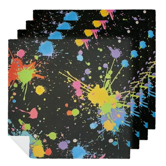 Shangniulu Neon Glow Cocktail Beverage, Colorful Glow Party Dessert Cloth Napkin for Spring Carnival Festival Holiday Birthday Party Bridal &amp; Baby Shower Table Party Supplies 2 PCS