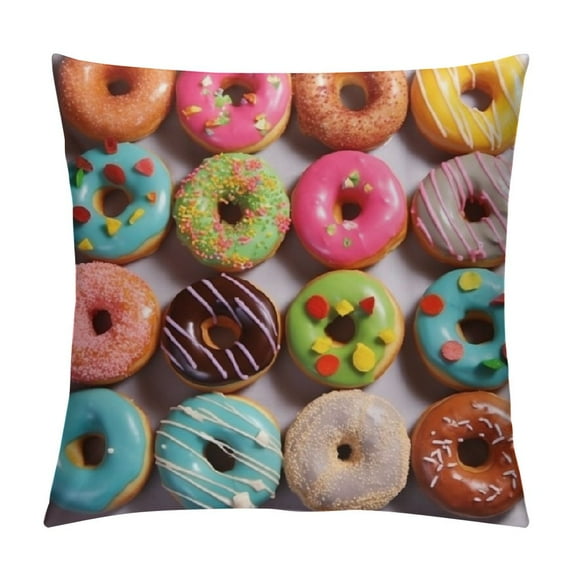 Shangniulu Outdoor Patio Throw Pillow Cover Colorful Donuts Farmhouse Décor Outside Furniture Swing Seat Bench Chair Decorative Cushion Cases 18x18 Deep Seat Bed Couch Sofa