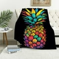 thumbnail image 1 of Shangniulu Pineapple Colorful Blanket Print Throw Black Blanket Lightweight Cozy Print Warm for Women Girl Gift 50"x60", 1 of 6