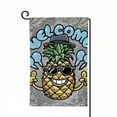 thumbnail image 1 of Shangniulu Pineapple Welcome Small Garden Flag Vertical Double Sided 12 x 18 Inch Hand Painted Black Farmhouse Burlap Yard Outdoor Decor White, 1 of 6