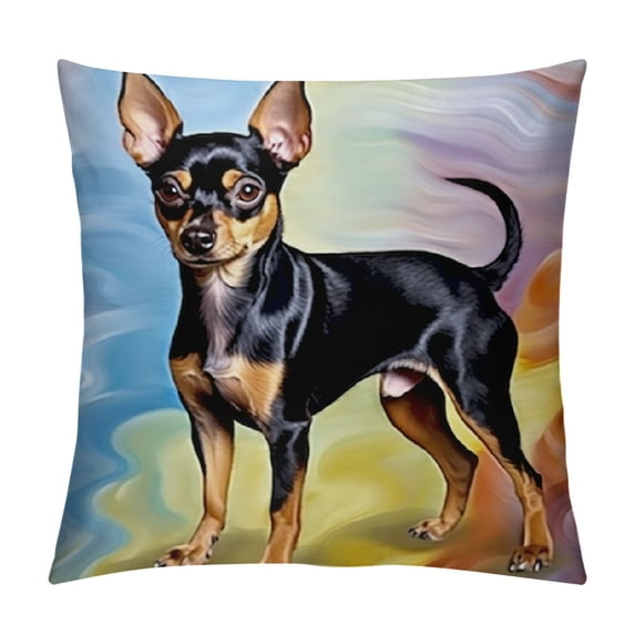 Shangniulu Pinscher Dog Decorative Throw Pillow Covers Square Cushion Cover Standard Pillowcase for Sofa Couch Bedroom Patio