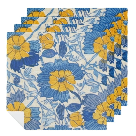 Shangniulu Print Cloth Napkins, 18" X 18" Napkins Cloth Spring Color, Washable Napkins for Dinner Table Kitchen Party, Wedding, Restaurant & Camping 4 PCS