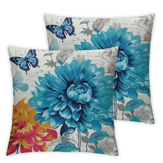 Shangniulu Retro Butterfly Pattern Decorative Throw Pillow Covers Vintage Style Home Decorative Cushion Cover with Quote Pillowcase ,Set of 2 (Butterfly Pattern) White