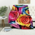 thumbnail image 1 of Shangniulu Rose Flower Blanket Colorful Watercolor Print Throw Blanket Decorative Couch Bed Sofa for Women Kids Gift 50"x60", 1 of 6