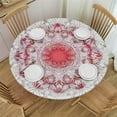 thumbnail image 1 of Shangniulu Round Table Cloth, Flower Design with Ombre Effect Elements, Elastic Edge, Waterproof and wipeable, for Dining Tables, Buffet Parties and Camping, 1 of 7
