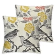 thumbnail image 1 of Shangniulu Set of 2 Throw Pillow Covers Trendy Yellow Bird and Gray Floral Vintage Pillow Case 20 x 20 Inch Pillowcase for Sofa Bed Couch, 1 of 6