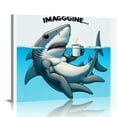thumbnail image 1 of Shangniulu Shark Wall Decor Shark Drinking Coffee Wall Art Bathroom Canvas Funny Animals Pictures Coastal Canvas Prints Painting Framed Artwork for Bathroom Living Room Bedroom Kitchen, 1 of 5