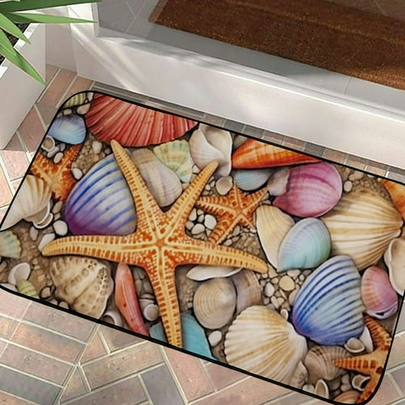 Shangniulu Shells of The Sea Summer Door Mat Beach Outdoor Doormat for Entryway Indoor Entrance Outdoors/Indoor/Bathroom/Kitchen/Bedroom/Entryway Floor Mats 19.68*39.37 in