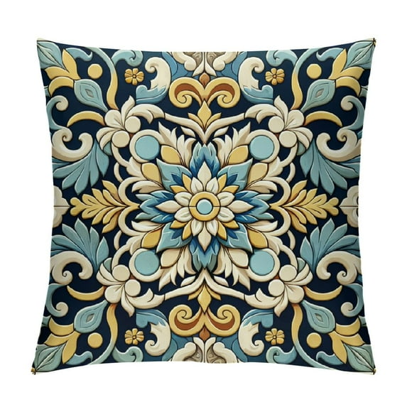 Shangniulu Short Plush Pillow Covers Green Yellow Floral Square Pillow Case for Bedroom, Sofa, Car Decoration,Various sizes available