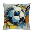 thumbnail image 1 of Shangniulu  Soccer Throw Pillow Cushion Cover, Spherical Football Ball Illustration Colorful Distressed Details in Motion Art, Decorative Square Accent Pillow Case, 18" X 18", Grey Pink, 1 of 5