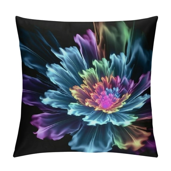 Shangniulu Square Throw Pillow Covers Beautiful Blooming Glowing Flower Pillow Cases Decorative for Home Bedroom Sofa Colorful Petals Natural Floral Painting Pillowcases Standard Size 18X18 Inch