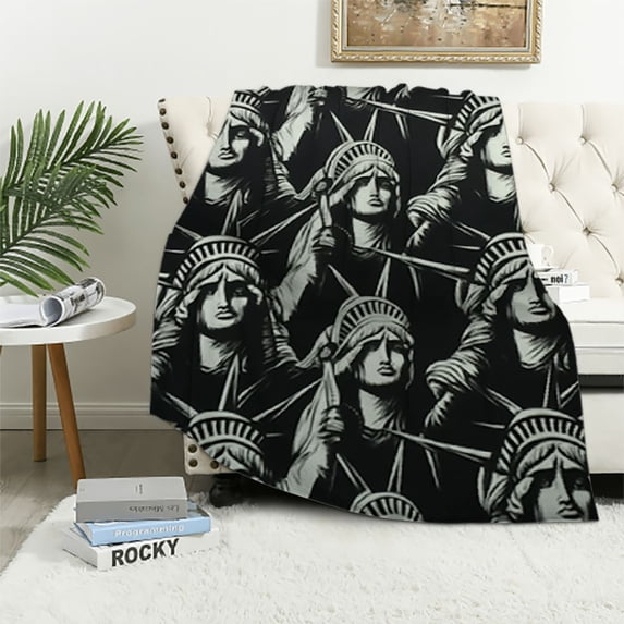 Shangniulu Statue of Liberty Flannel Throw Blanket 320 GSM Soft Anti-Pilling Fuzzy Blanket for Bed Sofa