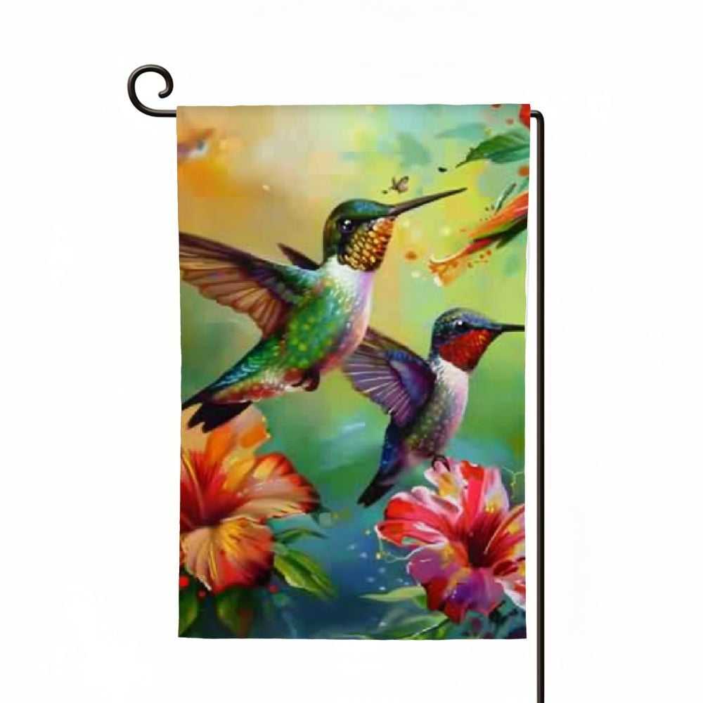 Shangniulu Summer Hummingbirds Floral Garden Flags Double Sided ...