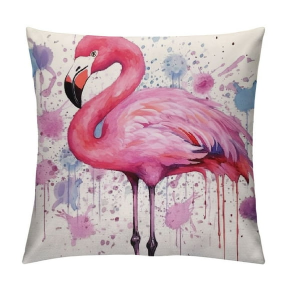 Shangniulu Throw Pillow Cover Vintage Flamingo Watercolor Pillow Case Decorative Outdoor Cushion Couch Sofa Pillowcases