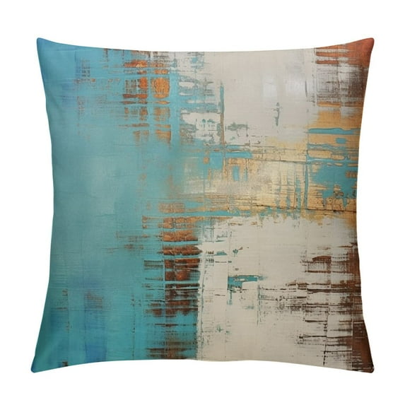 Shangniulu Throw Pillow Covers Decorative Beige Abstract Retro Old Patterns Yellow Beige Brown Green Blue White 18x18 Inch Cushion Pillowcase Sofa Square Print