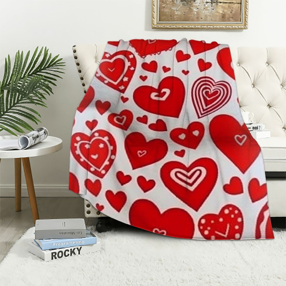 Valentine s Day Love Blanket Red Pink Hearts Soft Fleece 50 x 60 Perfect Gift Walmart