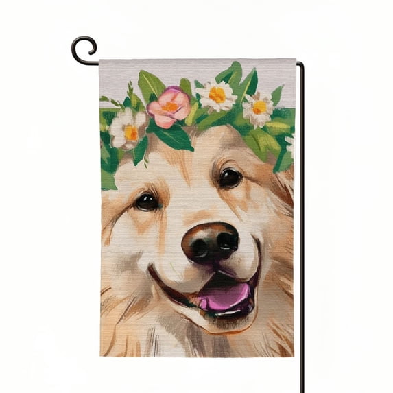 Shangniulu Welcome Spring Dog Decorative Garden Flag, Puppy Yard Outside Decorations, Summer Farmhouse Outdoor Small Home Decor Double Sided White