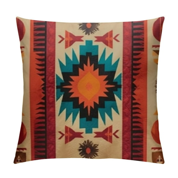 Shangniulu Western Throw Pillow Covers Decorative Brown Geometric Abstract Vintage Polyester Pillow Cases Square Pillocases for Bed Sofa