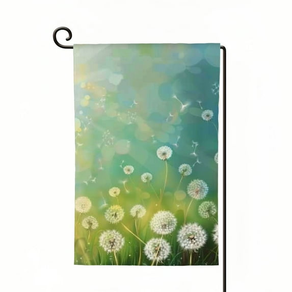 Shangniulu White Dandelions Field Flowers Grass Sunlight Landscape Spring Summer Seasonal Garden Yard Flag Double Sided Welcome House Flag for Patio Lawn Outdoor Home Decor White