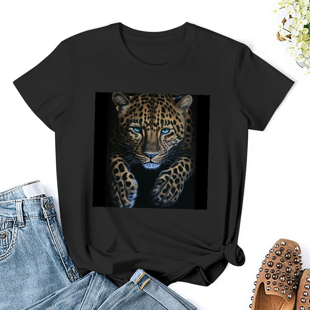 ChionoBBAgata shirt - Black Blue leopard print