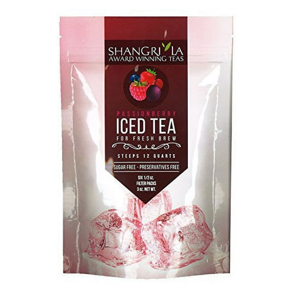 Shangri-La Tea Company Iced Tea, Passion Berry, Bag of 6, 1/2 oz Pouches (5056)