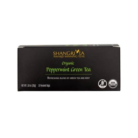 Shangri-La Tea 7406BX Organic Peppermint Green Tea - Sachet