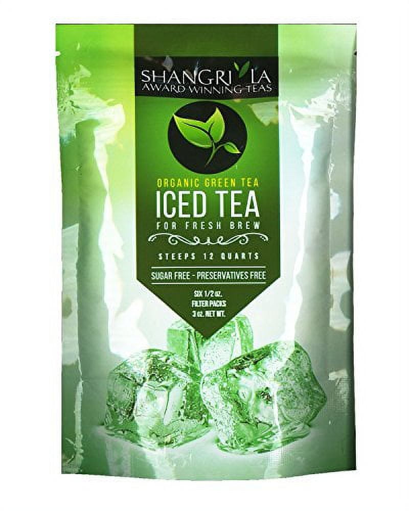 ShangriLa Tea Company Iced Tea Bags, Organic Green, Unsweetened and