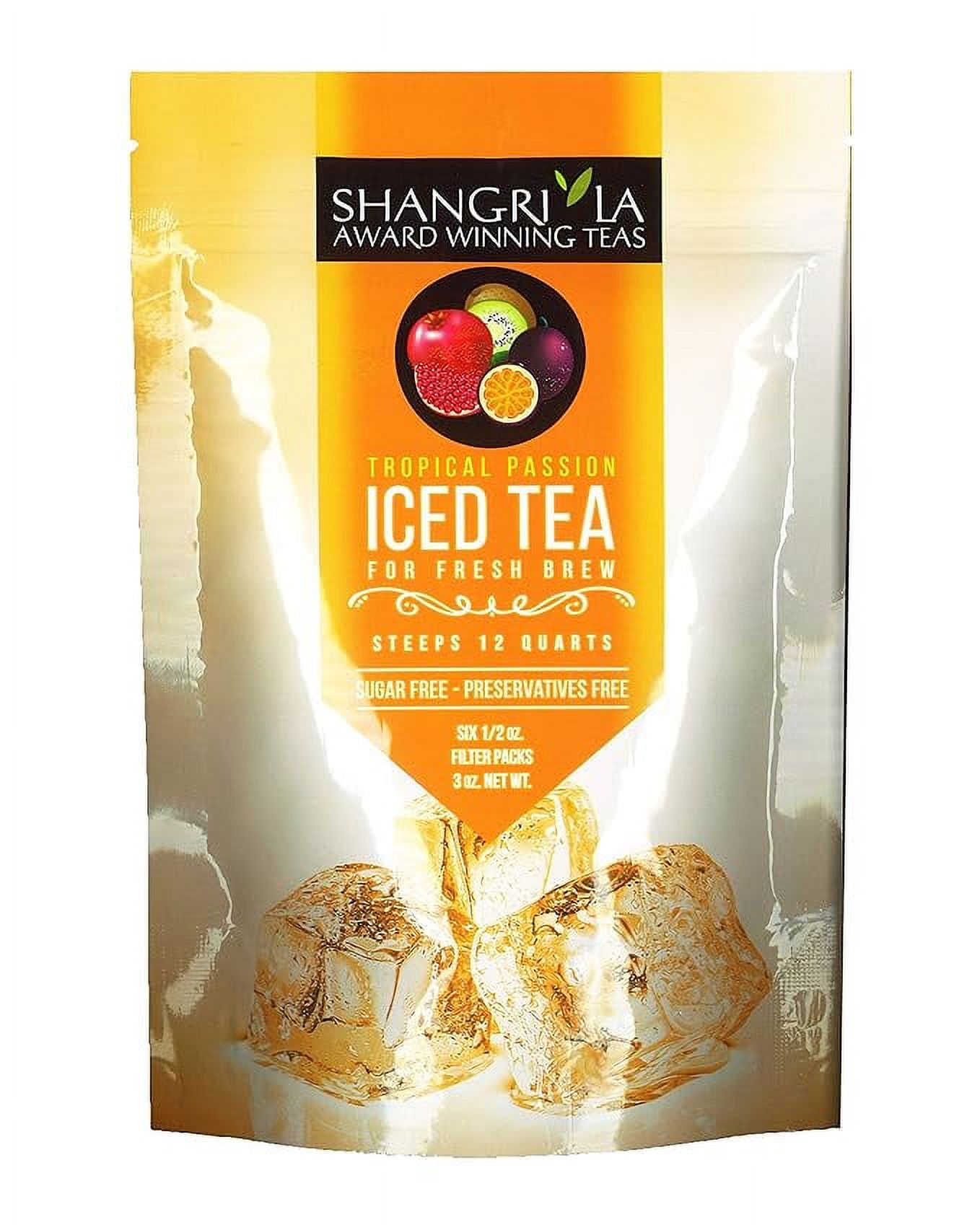 ShangriLa Tea Company Iced Tea Bags, Tropical Passion, Unsweetened and